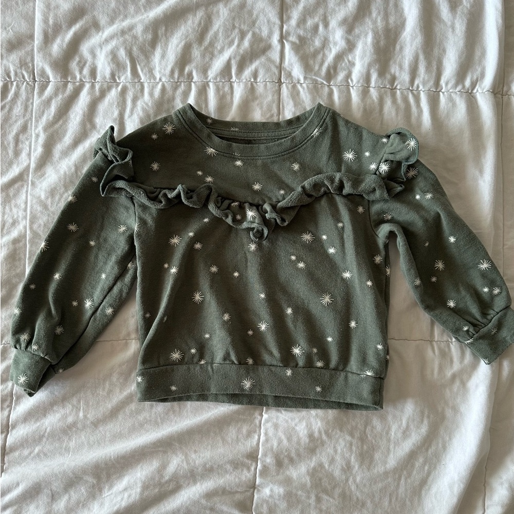 Grayson collective Ruffle Green Top